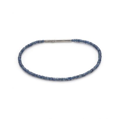 Stones in Style zilveren armband met facet geslepen blauw saffier 19 cm., B-16-81312 Zilver Stones in Style