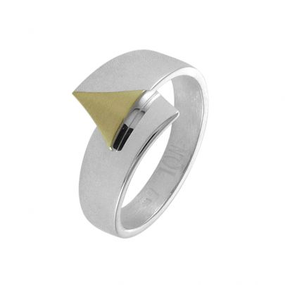 NOL zilveren ring met geelgouden inleg, AG95133