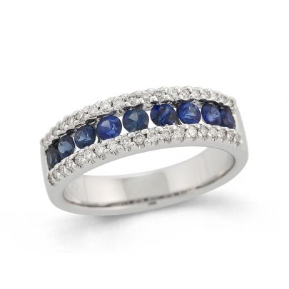 Rikkoert witgouden ring met blauwe saffier en diamant Goud Rikkoert Huiscollectie