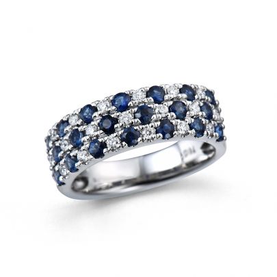 Rikkoert witgouden ring met blauwe saffier en diamant Goud Rikkoert Huiscollectie