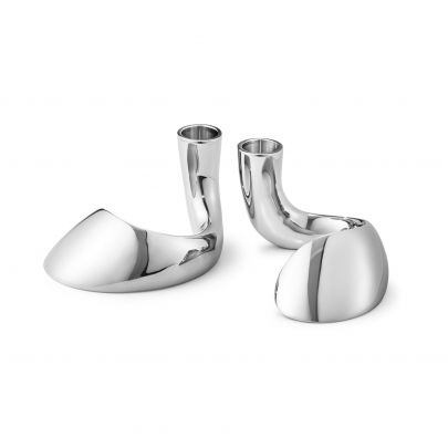 Georg Jensen edelstalen 1-lichts kandelaars Bloom, 3586781