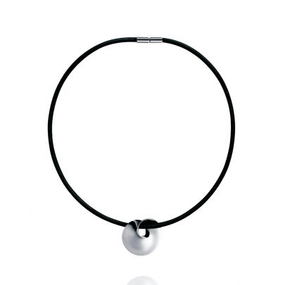 Georg Jensen zilveren/rubberen Mobius ketting 42 cm., 3536032