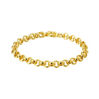 Rikkoert geelgouden/zilveren jasseron armband 19,5 cm.