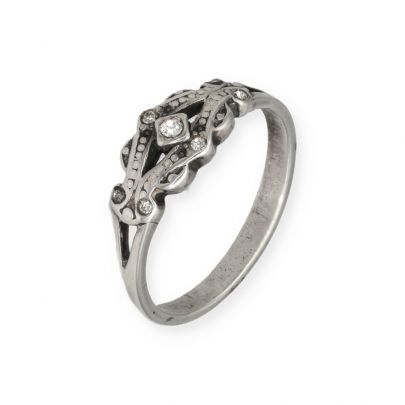 Timeless Classics by GL zilveren ring met krullen en zirkonia, 15547-50