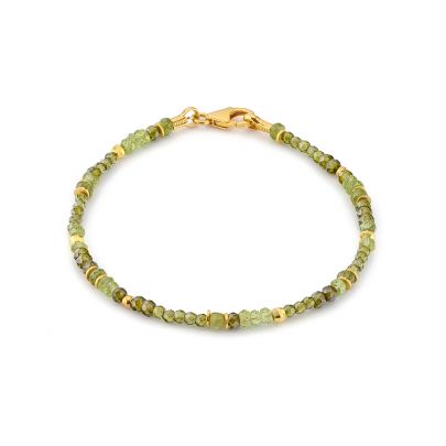 Stones in style goud op zilveren armband met peridot en granaat 19 cm., B-19-13282 GO Goud Zilver Stones in Style