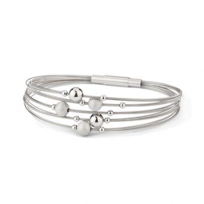 Yo Design zilveren/edelstalen Dropps armband met ronde elementen 19,5 cm., T1024