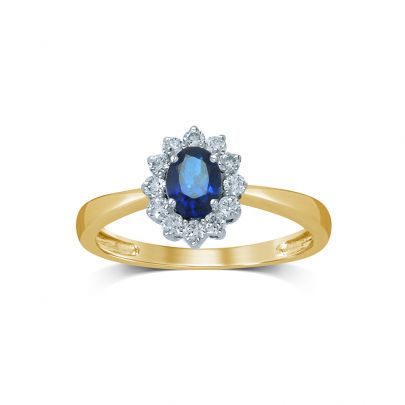 Rikkoert geelgouden ring met diamant en saffier, GTD152-B Goud Rikkoert Huiscollectie