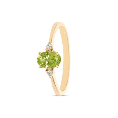 Miss Spring geelgouden Helena ring met peridot en diamant, MSR583GG-PE-53