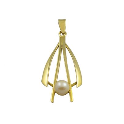 Geelgouden hanger met cultivè parel