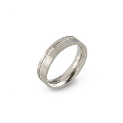 Boccia titanium ring met diamant, 0149-0254 Titanium Boccia