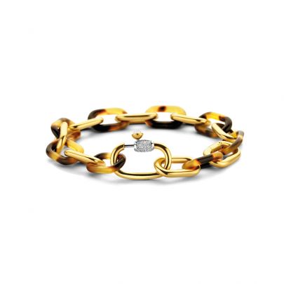 Ti Sento goud op zilveren schakelarmband met turtle motief 19 - 21 cm., 2947TU Zilver Verguld Ti Sento