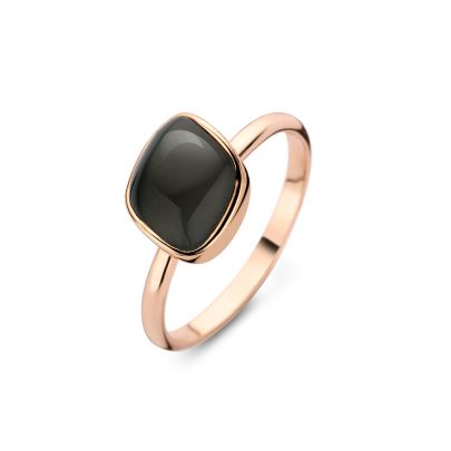 Bigli Mini Chloé roségouden ring met grijze maansteen en parelmoer, 20R135RADGRMP Goud Bigli