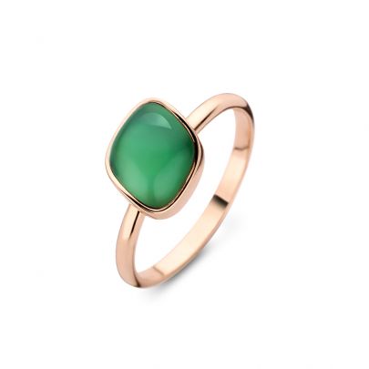 Bigli Mini Chloé roségouden ring met groene amethist, agaat en parelmoer, 20R135RGAGAGMP Goud Bigli