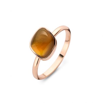 Bigli Mini Chloé roségouden ring met Madeira citrien en parelmoer, 20R135RMCMP Goud Bigli