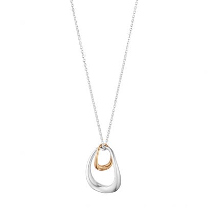 Georg Jensen zilver met roségouden Offspring ketting 45 cm.