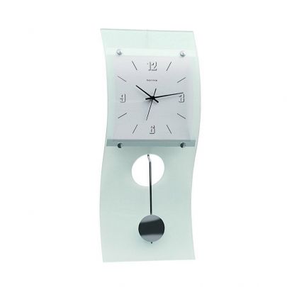 Hermle moderne glanzen wandklok met quartz-slinger uurwerk, 70887-000871 Chroom Glas Hermle