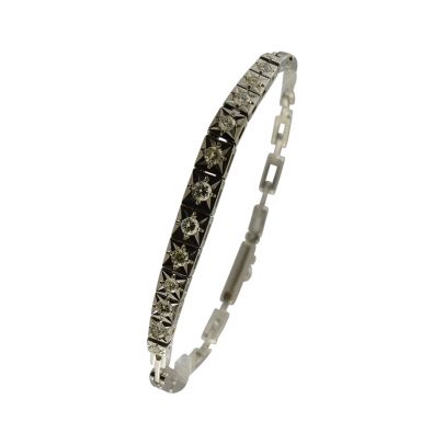 Witgouden armband stervorm met diamant 17,4 cm., Nederland ca. 1950