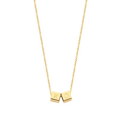 Just Franky geelgouden Cube ankerketting met letter W en N 42 - 44 cm.