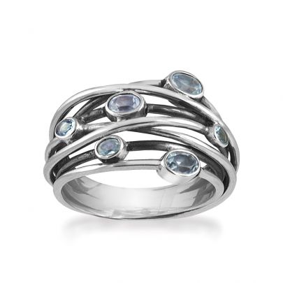 Rabinovich zilveren Andromeda ring met blauw topaas