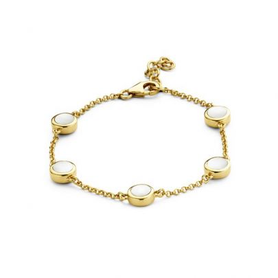 Casa Jewelry goud op zilveren Pom armband met wit parelmoer 18 - 20 cm., PA.0051.00 Zilver Casa Jewelry