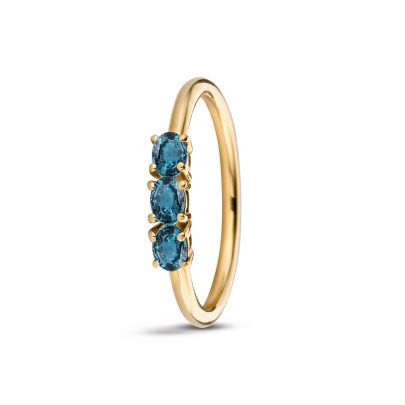 Miss Spring geelgouden Très ring met blauw topaas, MSR702GG-BT-54 Goud Miss Spring