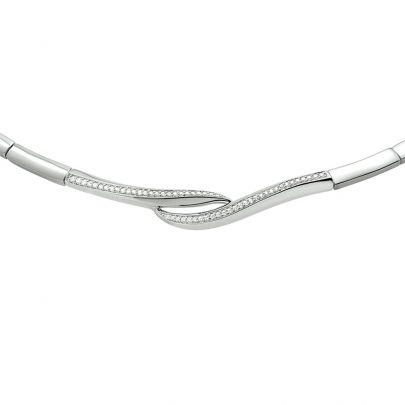 Rikkoert zilveren ketting met zirkonia 43 - 46 cm. Zilver Rikkoert Huiscollectie