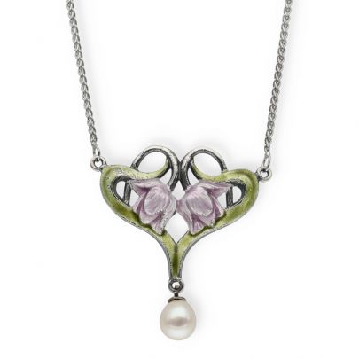 Timeless Classics by GL zilveren ketting met emaille en zoetwaterparel 42 cm., EM65270-3 Zilver Timeless Classics by GL