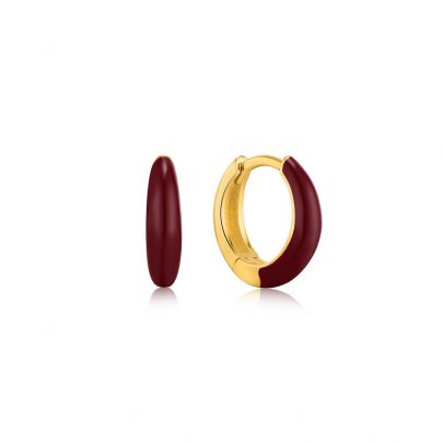 Ania Haie goud op zilveren Claret Red Enamel met rood emaille, E031-02G-R Verguld zilver Ania Haie