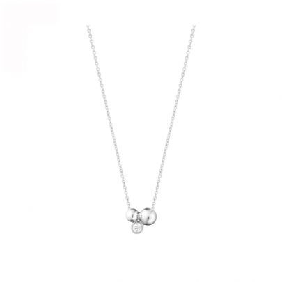 Georg Jensen zilveren Moonlight Grapes ketting met diamant 41 - 45 cm., 20000713 Zilver Georg Jensen