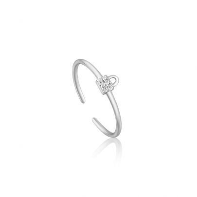 Ania Haie zilveren Padlock Adjustable ring met zirkonia, R032-02H