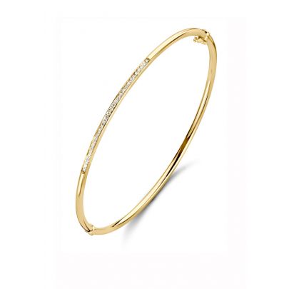 Fjory geelgouden/zilveren slavenarmband met diamant 61 mm., 40-A306102-0.14 Goud Zilver Fjory