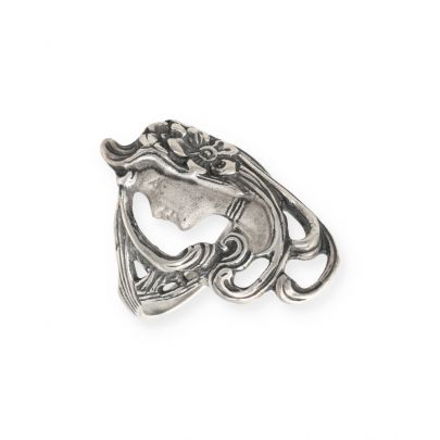 Timeless Classics by GL zilveren Art Nouveau ring met vrouwenhoofd