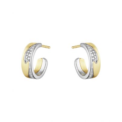 Georg Jensen 18 kt. bicolor gouden Fusion oorringen met diamant, 10016433