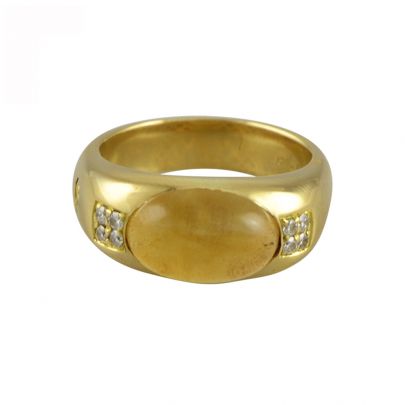 18 kt. Geelgouden ring met citrien en diamant