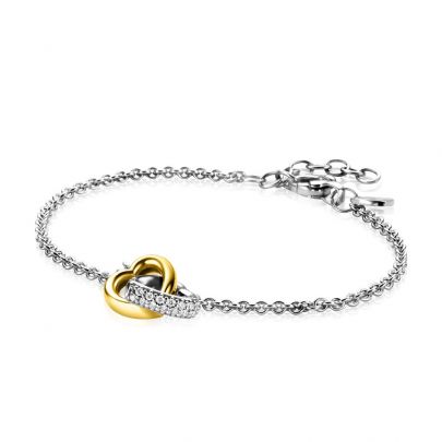 Zinzi goud op zilveren armband met hartjes 17 - 20 cm., ZIA2276 Zilver Verguld zilver Zinzi