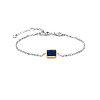 Ti Sento goud op zilveren armband met blauwe zirkonia, 23003BY Zilver Verguld zilver Ti Sento