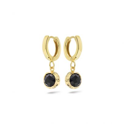 Casa Jewelry goud op zilveren Amalfi oorringen met onyx, TK.9000.00 Verguld zilver Casa Jewelry