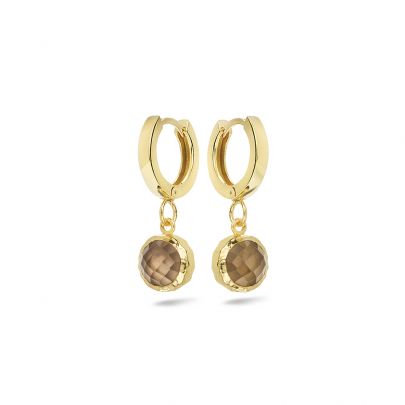 Casa Jewelry goud op zilveren Amalfi oorringen met rookkwarts, TK.9001.00