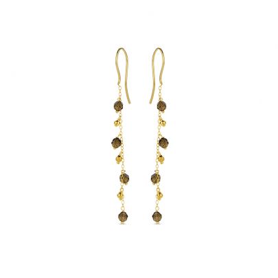 Casa Jewelry goud op zilveren oorhangers met rookkwarts, TG.9010.00