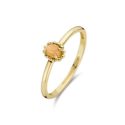 Blush geelgouden ring met oranje kattenoog, 1225YCO/54 Goud Blush