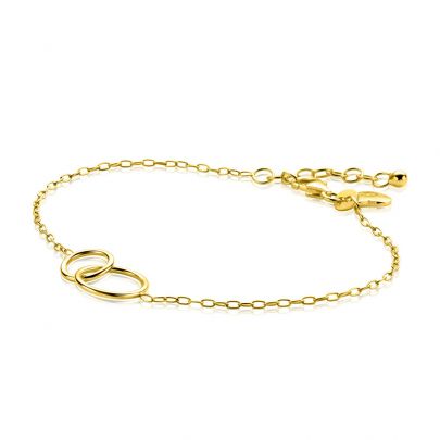 ZINZI goud op zilveren closed forever armband met cirkels 17 - 20 cm.