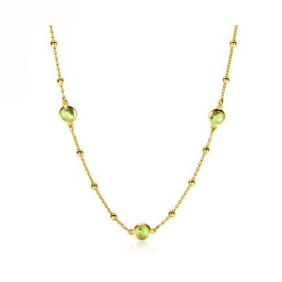 Zinzi goud op zilveren ketting met groene zirkonia 42 - 45 cm., ZIC2348 Verguld zilver Zinzi