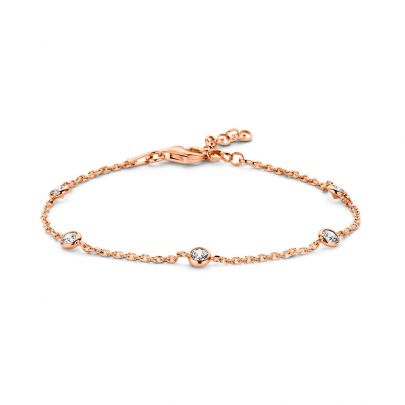 Casa Jewelry roségoud op zilveren Pruts armband met zirkonia´s 17 -1 9 cm., TA.1011.00 Verguld zilver Casa Jewelry