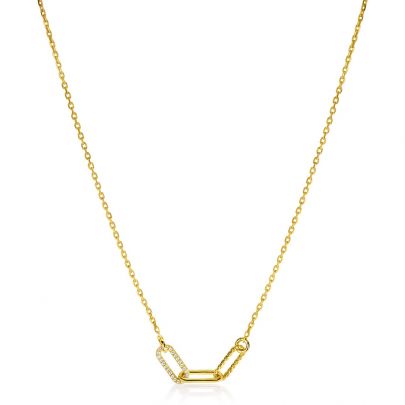 Zinzi goud op zilveren ketting met zirkonia 42 - 45 cm., ZIC2330Y Verguld zilver Zinzi