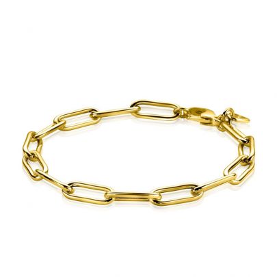 Zinzi goud op zilveren paperclip schakelarmband 19 cm., ZIA2286G