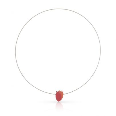 Clic aluminium/stalen bicolor ketting met tulp 43 cm.