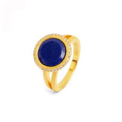 Bernd Wolf goud op zilveren ring met lapis lazuli en zirkonia, 50151236-056