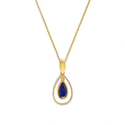 Bernd Wolf goud op zilveren ketting met lapis lazuli en zirkonia 45 cm., 85350236-V45