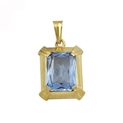 8 kt. Geelgouden hanger met synthetische blauwe spinel, Nederland ca. 1960 Goud