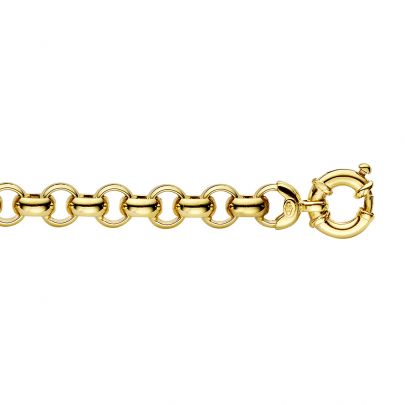 Fjory geelgouden/zilveren jasseron schakelarmband 21 cm., 40-J0821